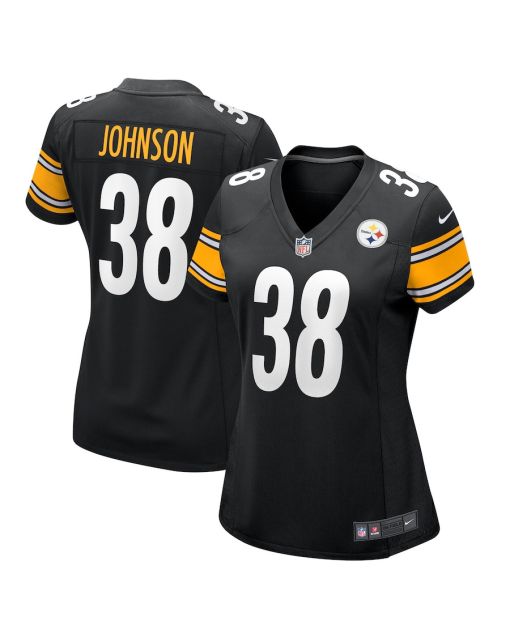Caleb Johnson 38 Pittsburgh Steelers Game Women Jersey – Black