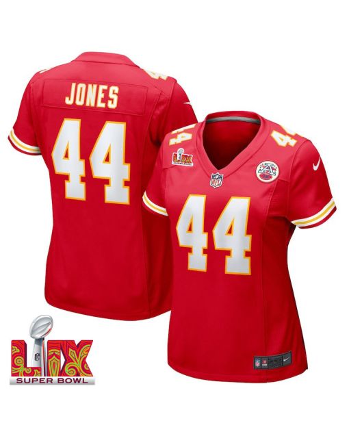 Cam Jones #44 Kansas City Chiefs Super Bowl LIX Women’s Jersey – Red