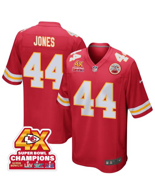 Cam Jones 44 Kansas City Chiefs Super Bowl LVIII Champions 4X Game Men Jersey – Red
