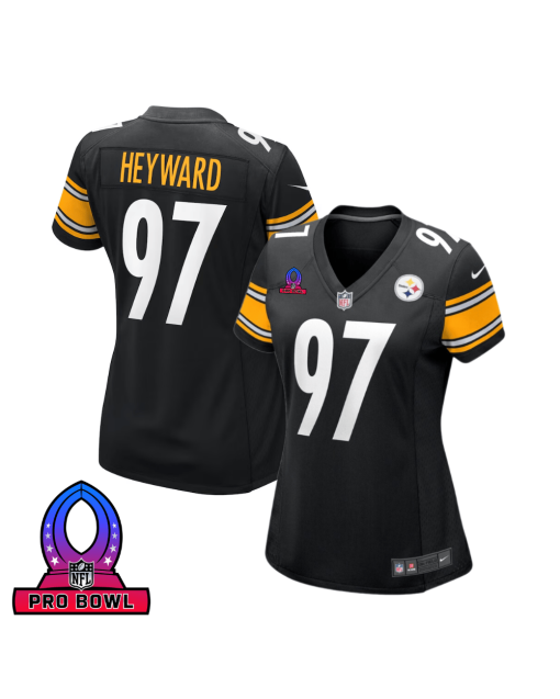 Cameron Heyward 97 Pittsburgh Steelers 2025 Pro Bowl Patch Women Game Jersey – Black