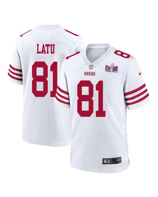 Cameron Latu 81 San Francisco 49ers Super Bowl LVIII Patch Game Men Jersey – White