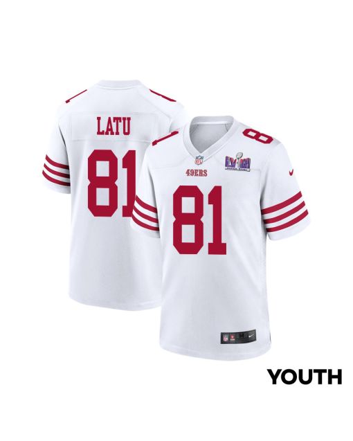 Cameron Latu 81 San Francisco 49ers Super Bowl LVIII Patch Game YOUTH Jersey – White