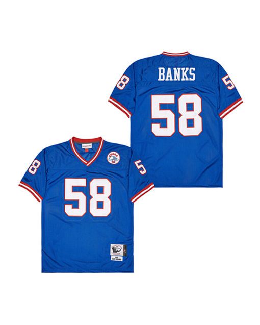 Carl Banks 58 New York Giants Spider Lockhart 43 Patch Throwback Men Jersey – Blue