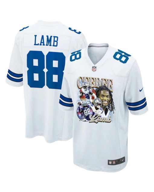CeeDee Lamb 88 Dallas Cowboys Cee Works Hard Home Game Men Jersey – White
