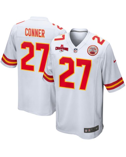 Chamarri Conner 27 Kansas City Chiefs AFC Champions Patch Game Men Jersey – White