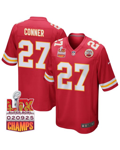 Chamarri Conner 27 Kansas City Chiefs Super Bowl LIX Champions Patch Game Men Jersey – Red