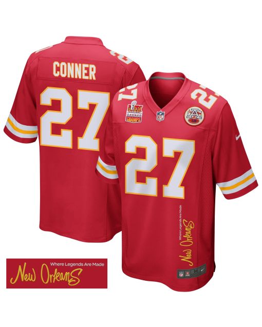 Chamarri Conner 27 Kansas City Chiefs Super Bowl LIX Champions Patch ‘New Orleans – Where Legends Are Made’ EMBROIDERED Game Men Jersey – Red