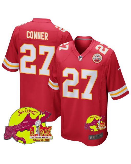 Chamarri Conner 27 Kansas City Chiefs Super Bowl LIX New Orleans Patch Game Men Jersey – Red