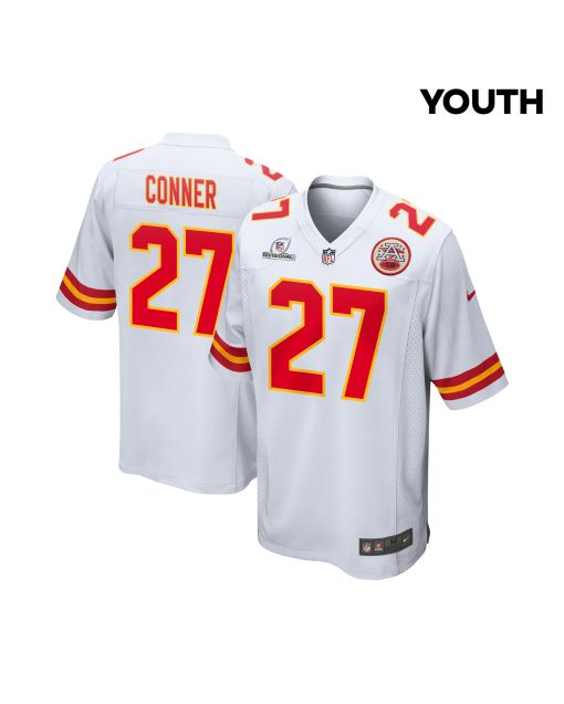 Chamarri Conner 27 Kansas City Chiefs Super Bowl LVIII Patch Game YOUTH Jersey – White