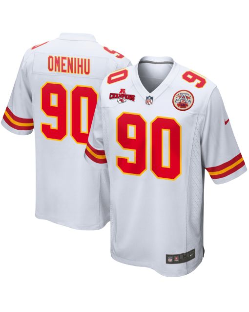 Charles Omenihu 90 Kansas City Chiefs AFC Champions Patch Game Men Jersey – White