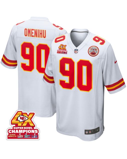 Charles Omenihu 90 Kansas City Chiefs Super Bowl LVIII Champions 4X Game Men Jersey – White