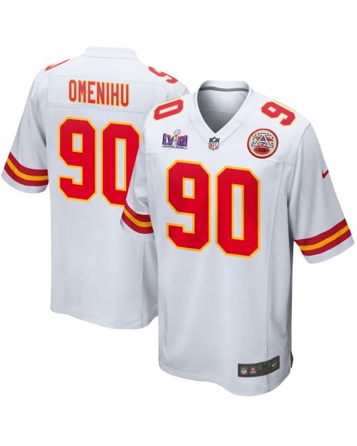Charles Omenihu 90 Kansas City Chiefs Super Bowl LVIII Patch Game Men Jersey – White