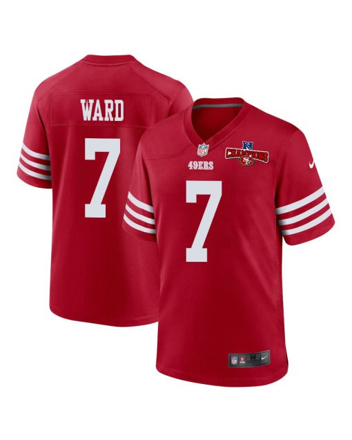 Charvarius Ward 7 San Francisco 49ers NFC Champions Patch Game Men Jersey – Scarlet
