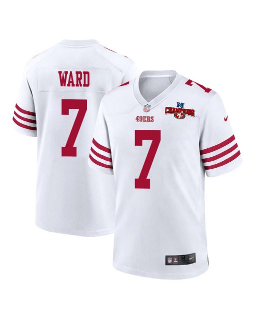Charvarius Ward 7 San Francisco 49ers NFC Champions Patch Game Men Jersey – White