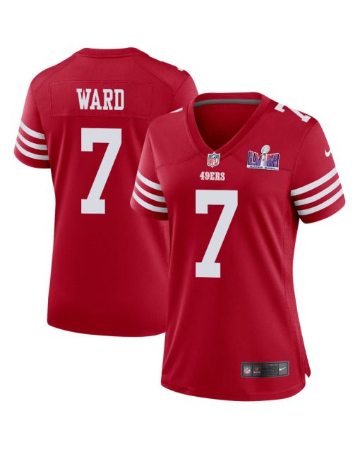 Charvarius Ward 7 San Francisco 49ers Super Bowl LVIII Patch Game Women Jersey – Scarlet