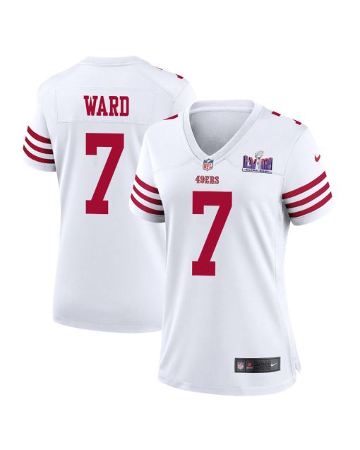 Charvarius Ward 7 San Francisco 49ers Super Bowl LVIII Patch Game Women Jersey – White