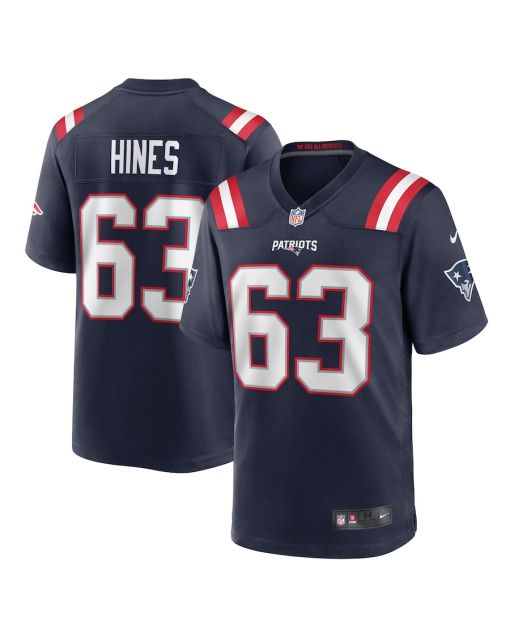 Chasen Hines 63 New England Patriots Game Men Jersey – Navy