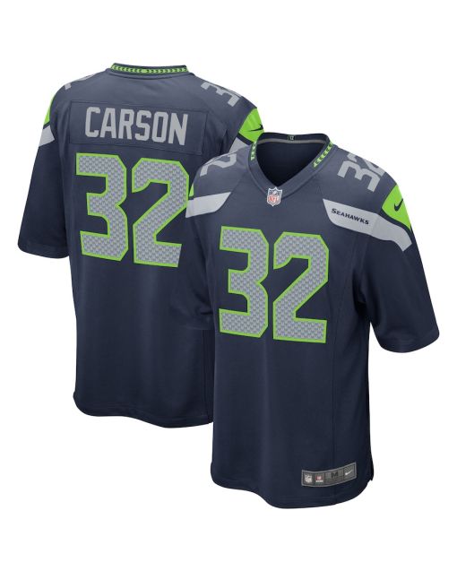 Chris Carson 32 Seattle Seahawks Men Game Jersey – Navy