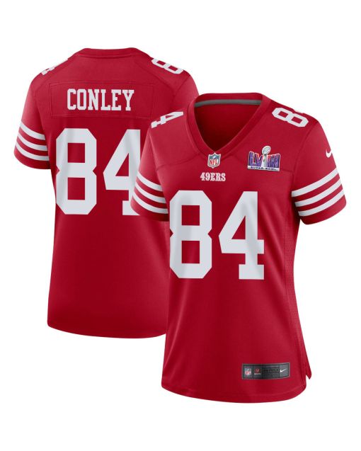 Chris Conley 84 San Francisco 49ers Super Bowl LVIII Patch Game Women Jersey – Scarlet