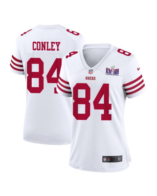 Chris Conley 84 San Francisco 49ers Super Bowl LVIII Patch Game Women Jersey – White