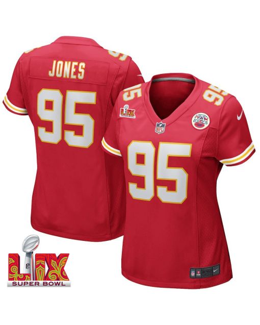 Chris Jones #95 Kansas City Chiefs Super Bowl LIX Women’s Jersey – Red