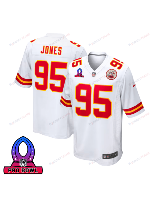 Chris Jones 95 Kansas City Chiefs 2025 Pro Bowl Patch Game Men Jersey – White