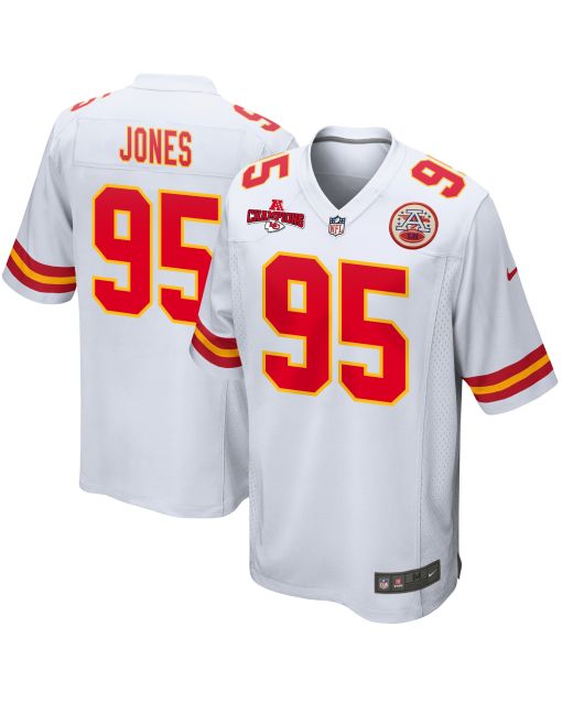 Chris Jones 95 Kansas City Chiefs AFC Champions Patch Game Men Jersey – White