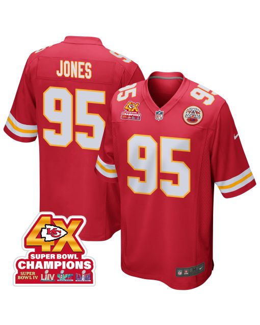 Chris Jones 95 Kansas City Chiefs Super Bowl LVIII Champions 4X Game Men Jersey – Red