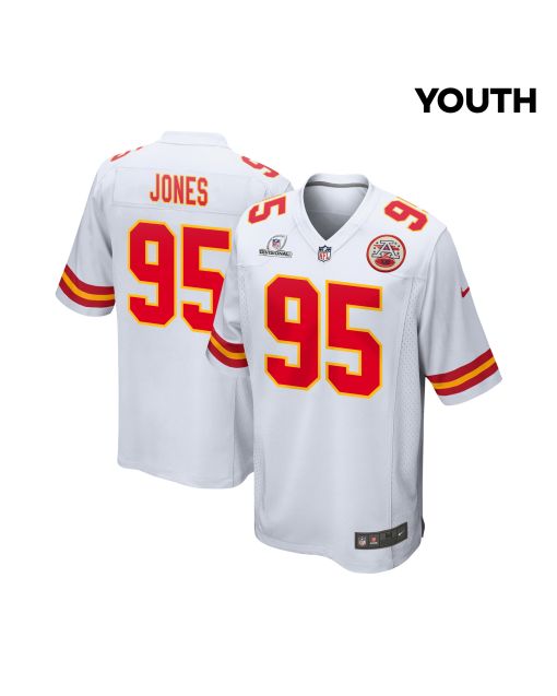 Chris Jones 95 Kansas City Chiefs Super Bowl LVIII Patch Game YOUTH Jersey – White