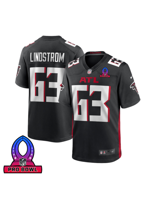 Chris Lindstrom 63 Atlanta Falcons 2025 Pro Bowl Patch Game Men Jersey – Black