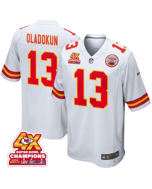Chris Oladokun 13 Kansas City Chiefs Super Bowl LVIII Champions 4X Game Men Jersey – White