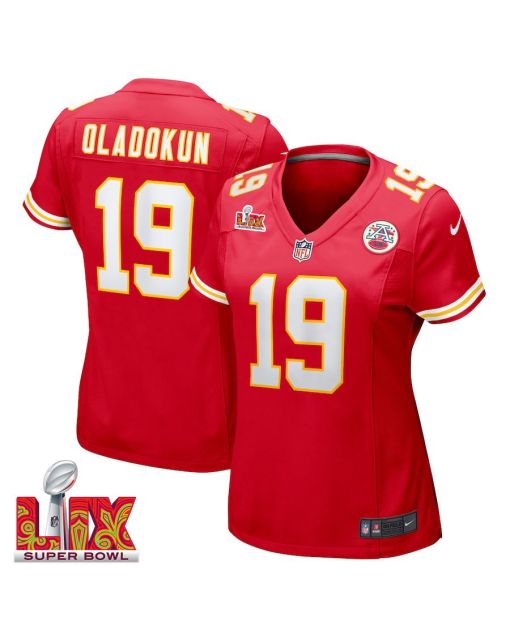 Chris Oladokun #19 Kansas City Chiefs Super Bowl LIX Women’s Jersey – Red
