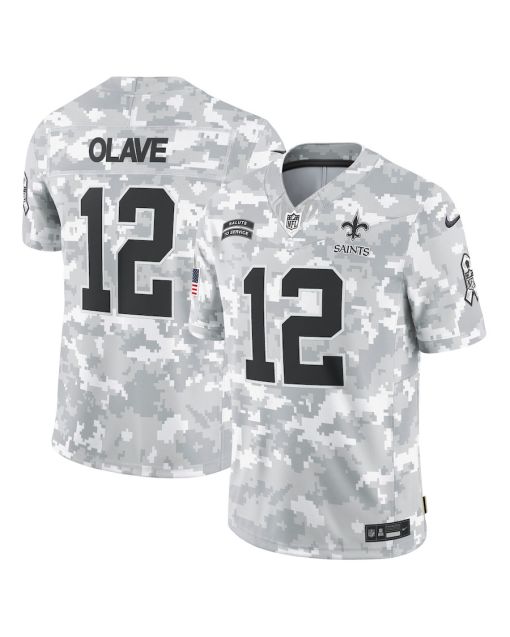 Chris Olave 12 New Orleans Saints 2024 Salute to Service Limited Men Jersey – Arctic Camo