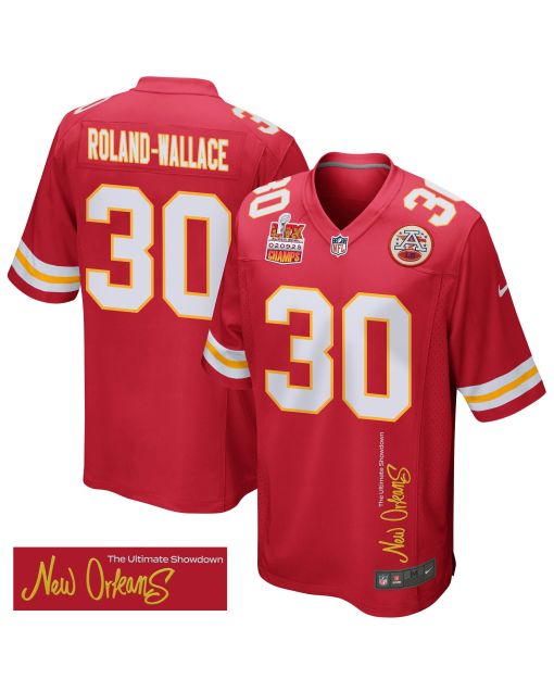 Chris Roland-Wallace 30 Kansas City Chiefs Super Bowl LIX Champions Patch ‘New Orleans – The Ultimate Showdown’ EMBROIDERED Game Men Jersey – Red