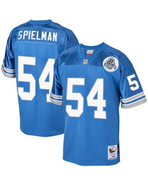 Chris Spielman 54 Detroit Lions 1993 Throwback Men Game Jersey – Blue