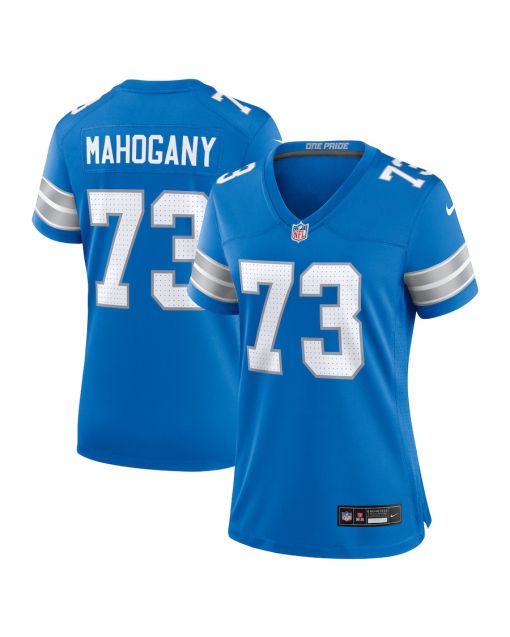 Christian Mahogany 73 Detroit Lions Women Team Game Jersey – Blue