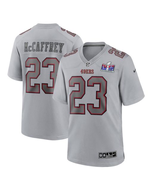 Christian McCaffrey 23 San Francisco 49ers Super Bowl LVIII Atmosphere Fashion Game Men Jersey – Gray