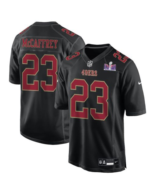 Christian McCaffrey 23 San Francisco 49ers Super Bowl LVIII Patch Fashion Game Men Jersey – Carbon Black