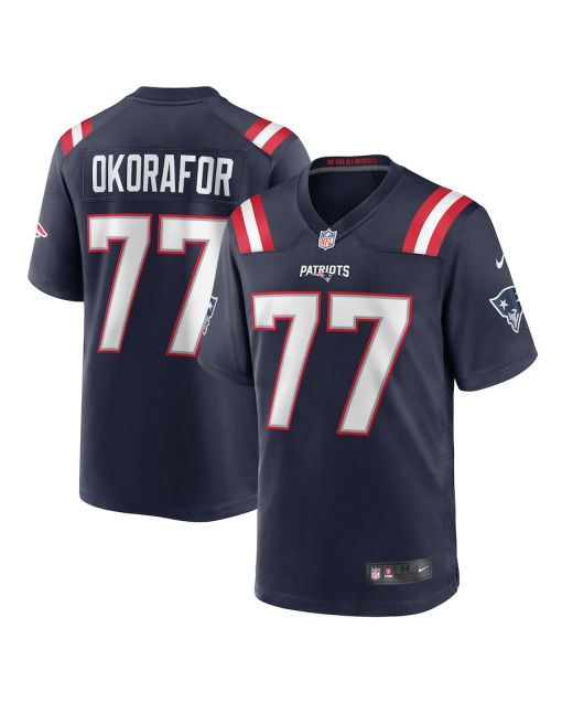 Chukwuma Okorafor 77 New England Patriots Team Game Men Jersey – Navy