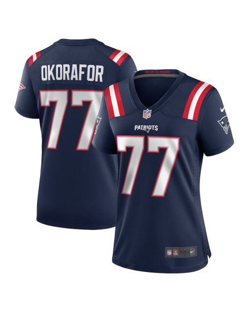 Chukwuma Okorafor 77 New England Patriots Women’s Team Game Jersey – Navy