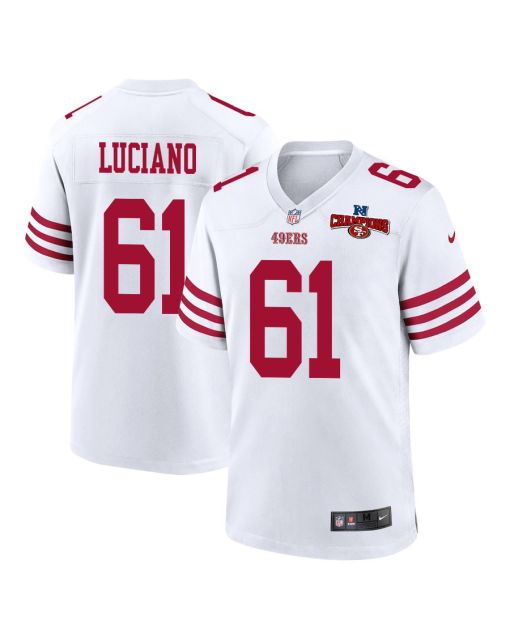Corey Luciano 61 San Francisco 49ers NFC Champions Patch Game Men Jersey – White