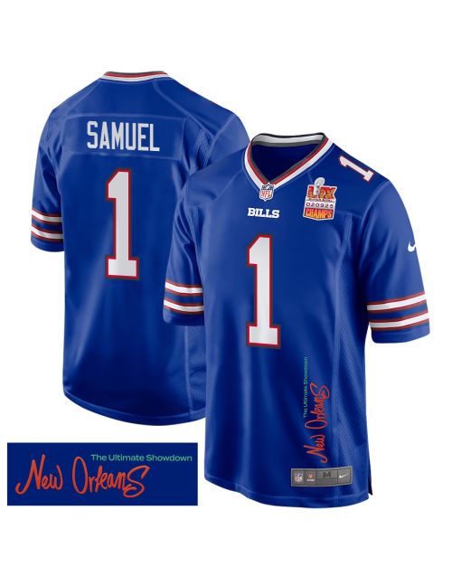 Curtis Samuel 1 Buffalo Bills Super Bowl LIX Champions Patch ‘New Orleans – The Ultimate Showdown’ EMBROIDERED Game Men Jersey – Royal