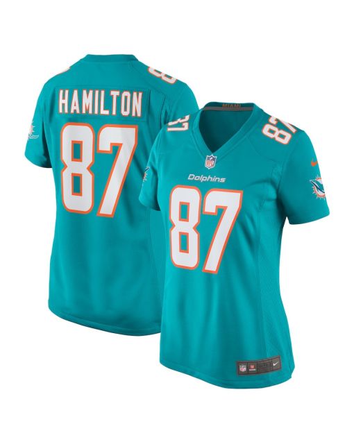 DaeSean Hamilton 87 Miami Dolphins Women Home Game Jersey – Aqua
