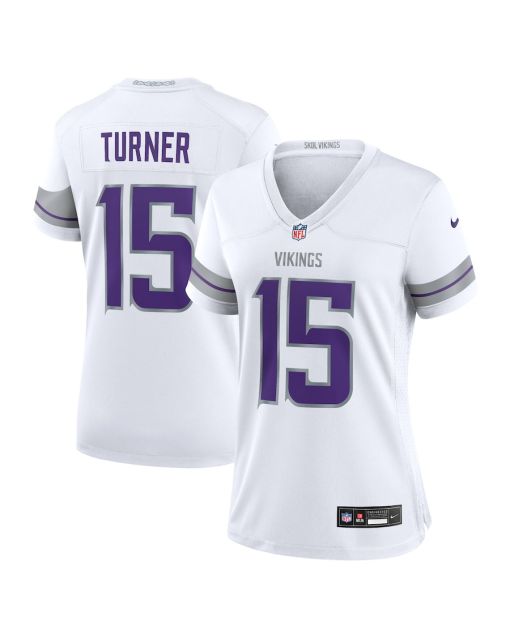 Dallas Turner 15 Minnesota Vikings Women’s Alternate Game Jersey – White
