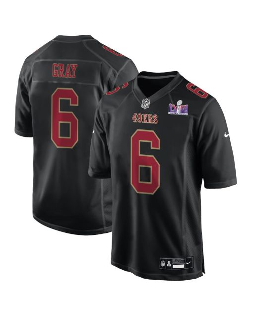 Danny Gray 6 San Francisco 49ers Super Bowl LVIII Patch Fashion Game Men Jersey – Carbon Black