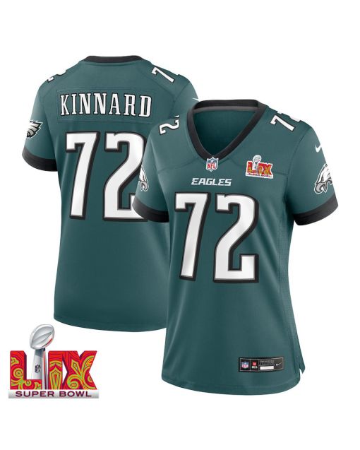 Darian Kinnard #72 Philadelphia Eagles Super Bowl LIX Women’s Jersey – Midnight Green