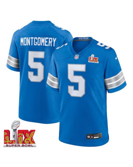 David Montgomery #5 Detroit Lions Super Bowl LIX Jersey – Men’s – Blue