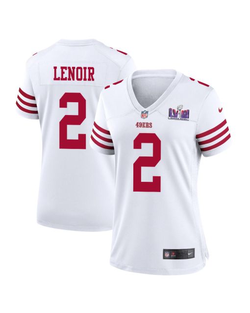 Deommodore Lenoir 2 San Francisco 49ers Super Bowl LVIII Patch Game Women Jersey – White