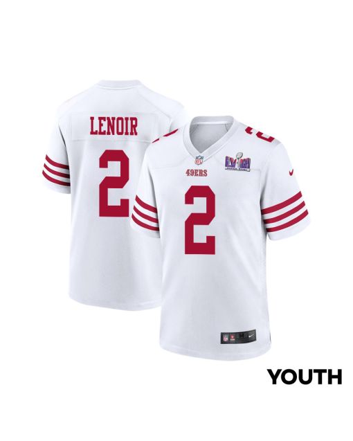 Deommodore Lenoir 2 San Francisco 49ers Super Bowl LVIII Patch Game YOUTH Jersey – White