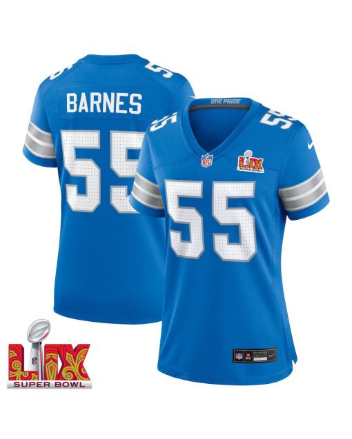 Derrick Barnes #55 Detroit Lions Super Bowl LIX Women’s Jersey – Blue
